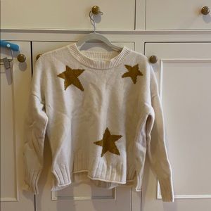 Madewell white sweater with gold stars